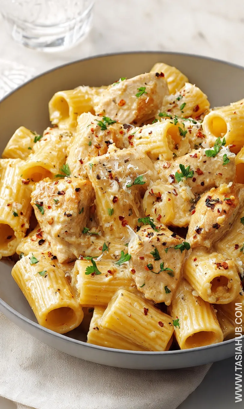 creamy garlic butter chicken rigatoni