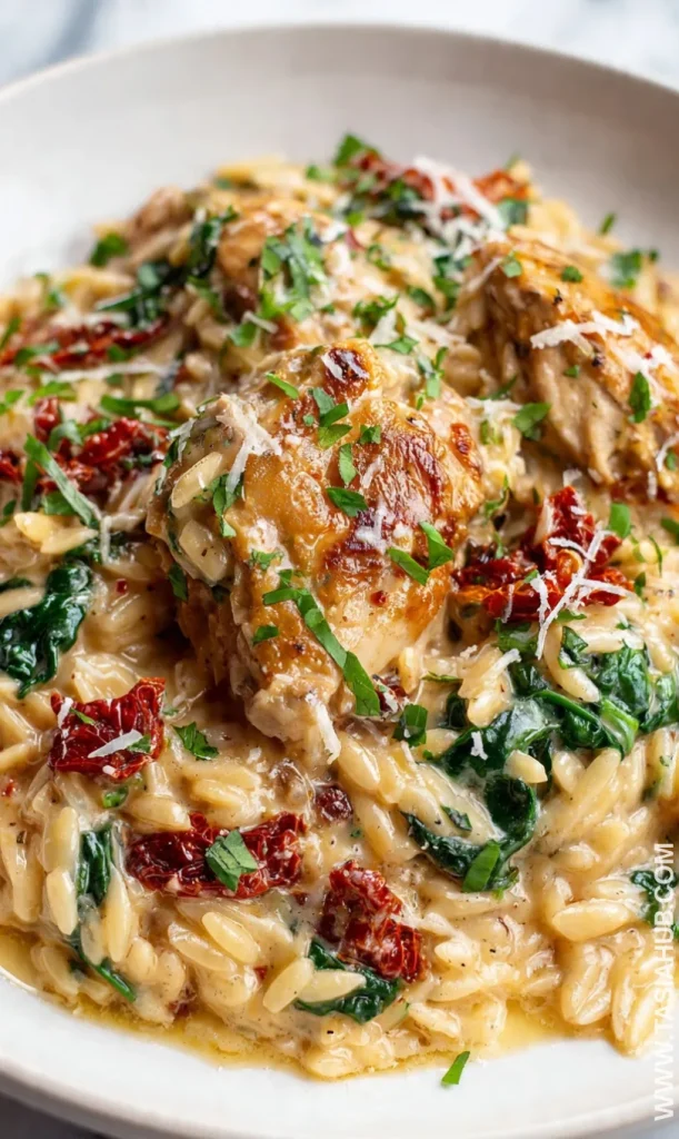 dump and bake chicken orzo dish