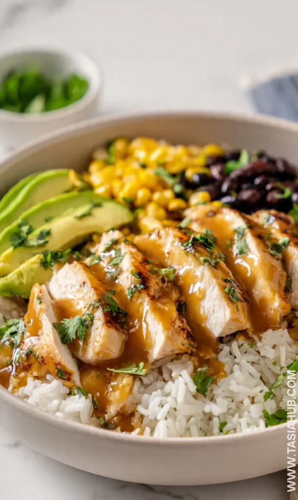 honey lime chicken rice bowl