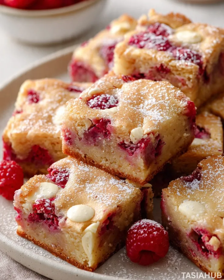 White chocolate raspberry blondies