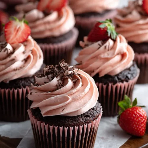 Chocolate strawberry cupcakes