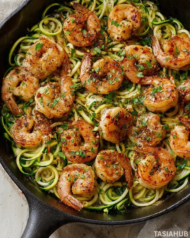 Garlic butter shrimp with zucchini noodles