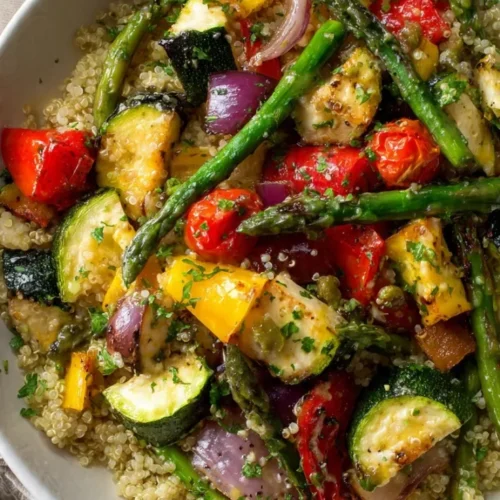 Quinoa salad with roasted spring vegetables