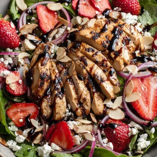 Strawberry chicken spinach salad