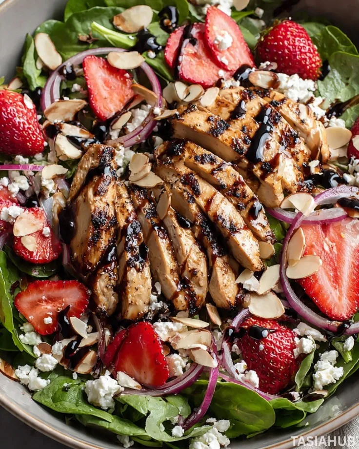 Strawberry chicken spinach salad