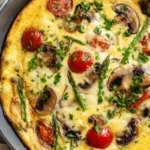 Mushroom asparagus and tomato frittata