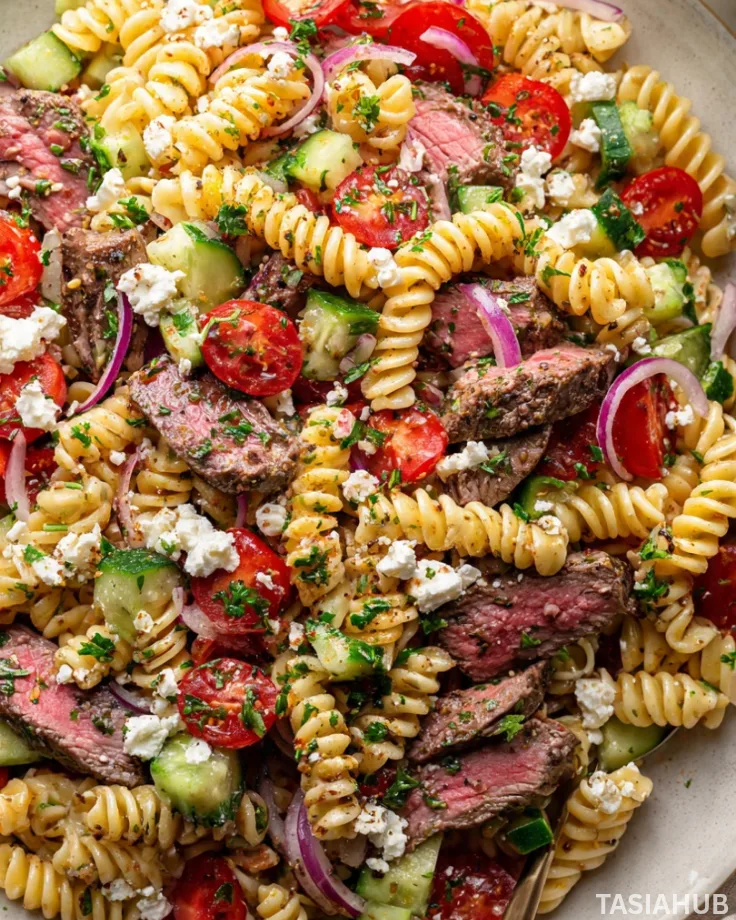 Steak pasta salad