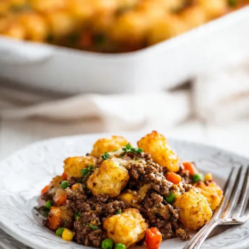 Tater tots casserole with ground beef