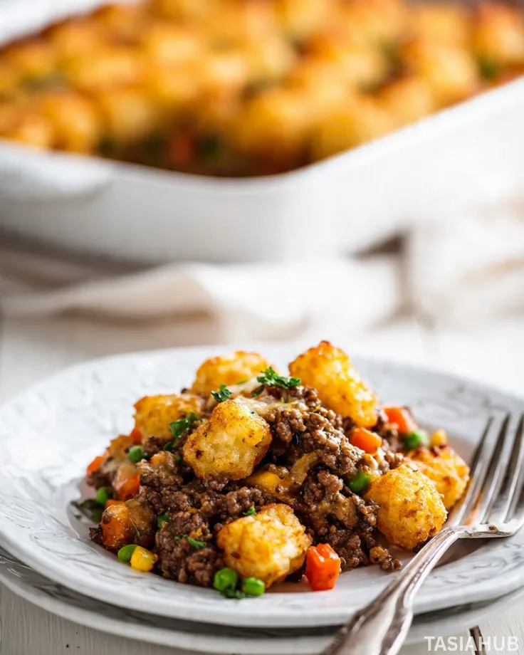 Tater tots casserole with ground beef