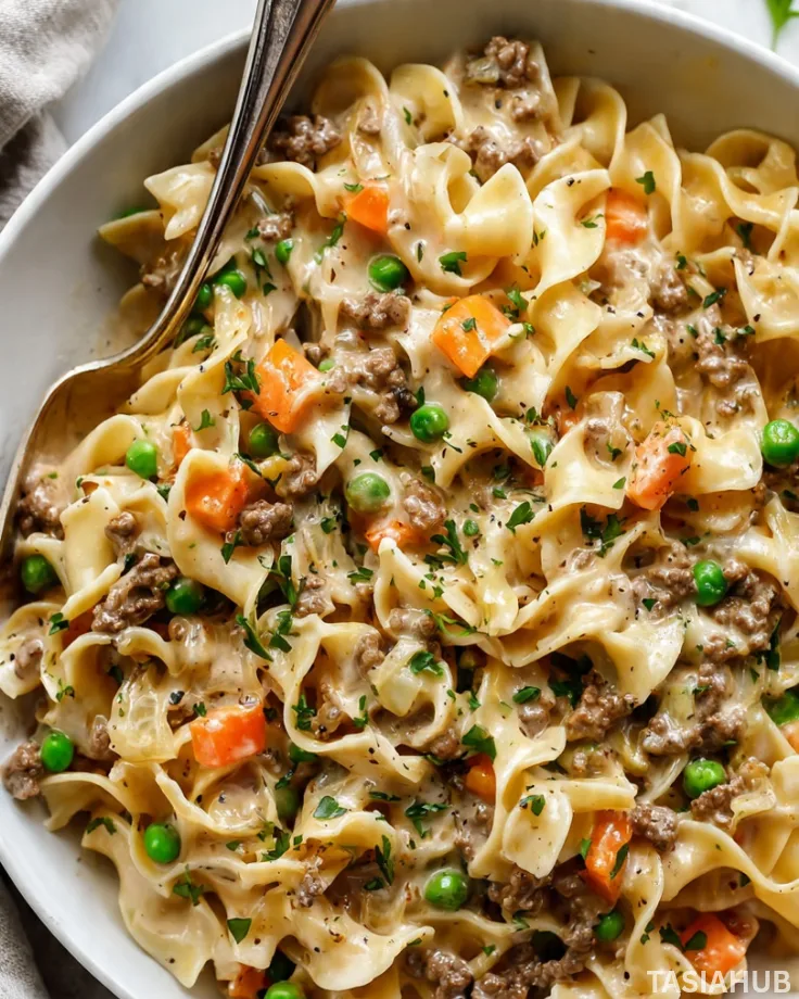 Ground beef and egg noodle