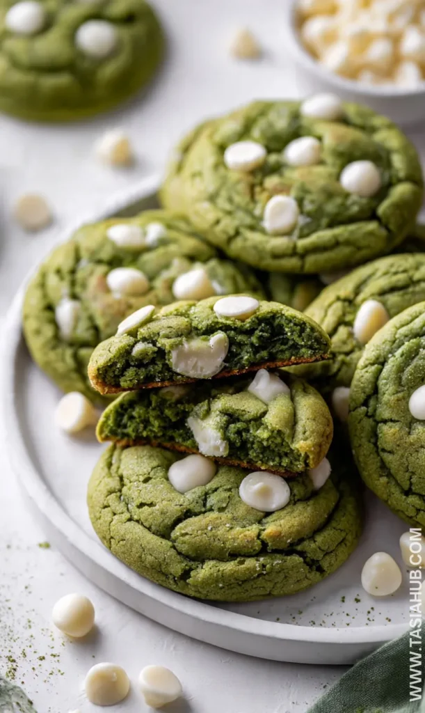 Matcha white chocolate cookoes