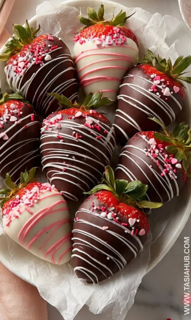 Valentines day covered strawberries tray