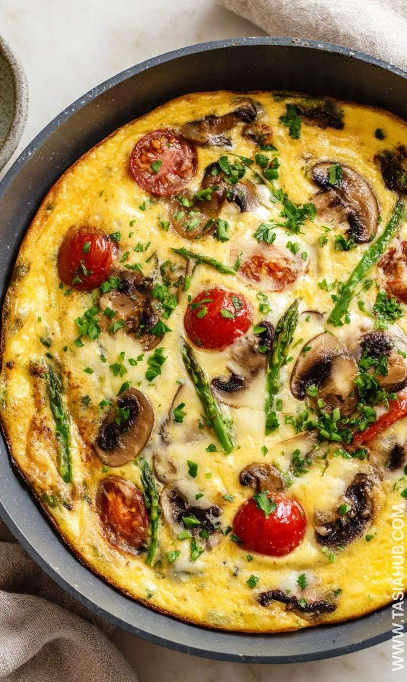 baked mushroom asparagus and tomato frittata