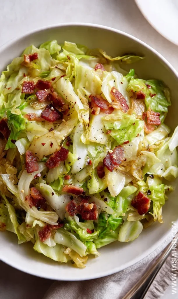 fried cabbage and bacon