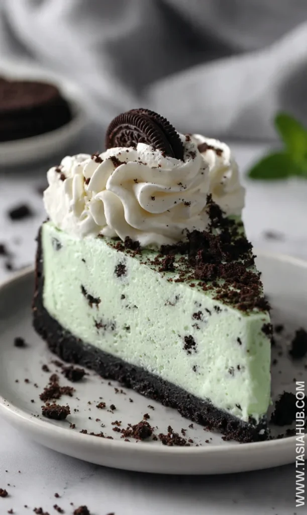 mint Oreo Cheesecake slice