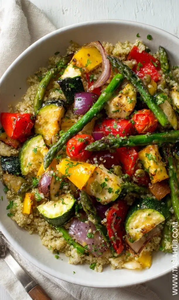 quinoa salad with roasted spring vegetables