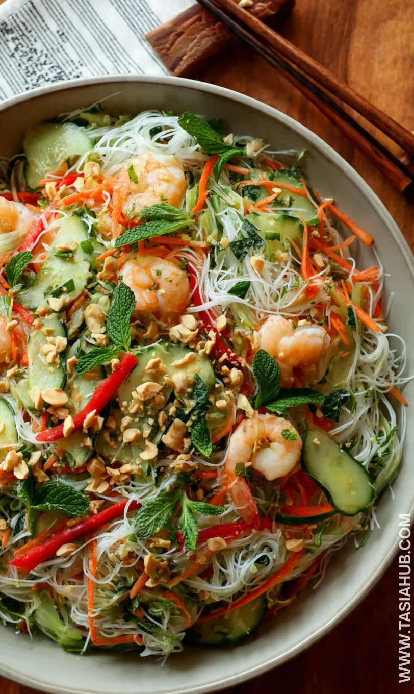 spring roll salad bowl with peanut sauce