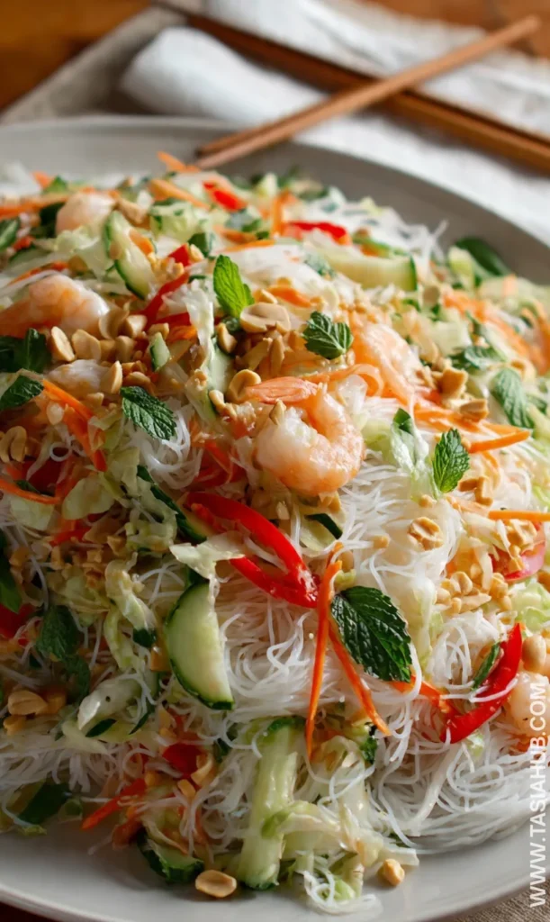 spring roll salad with peanut sauce