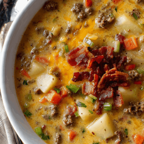 slow cooker cheeseburger soup