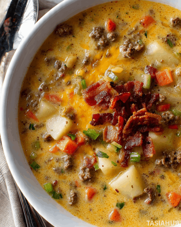 Slow Cooker Cheeseburger Soup
