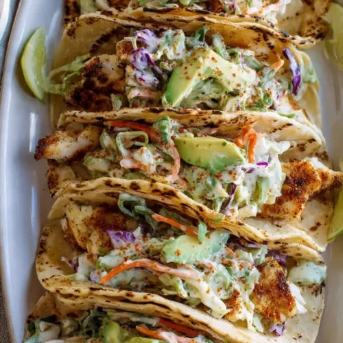 Fish tacos with cabbage slaw