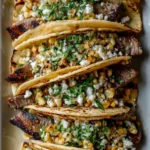 Grilled steak elote tacos