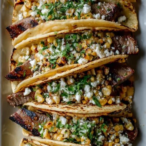Grilled steak elote tacos