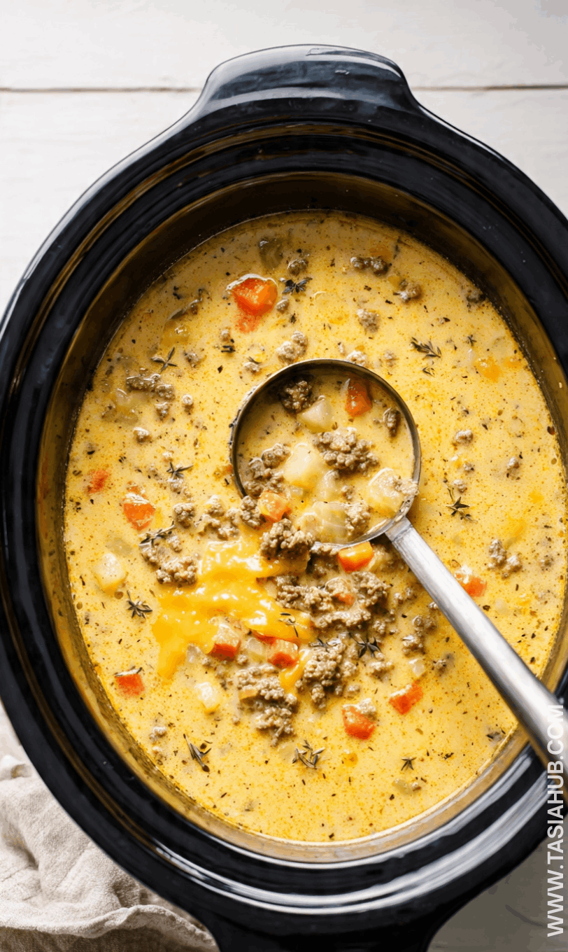 slow cooker cheeseburger soup
