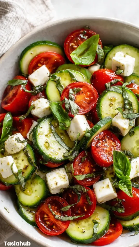 Cucumber Tomato Mozzarella Salad