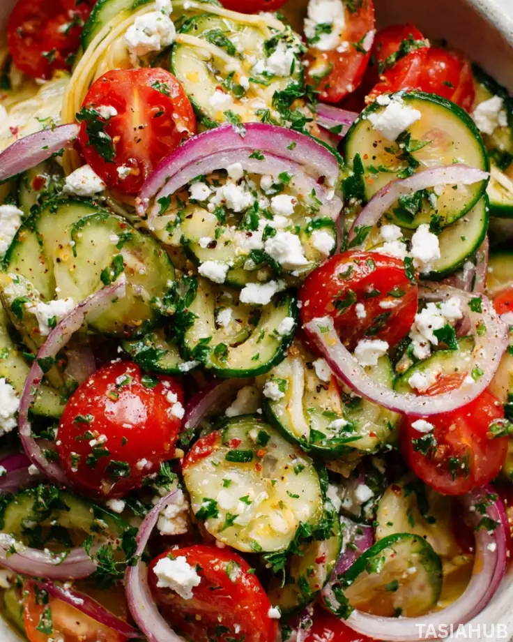 Cucumber tomato feta salad