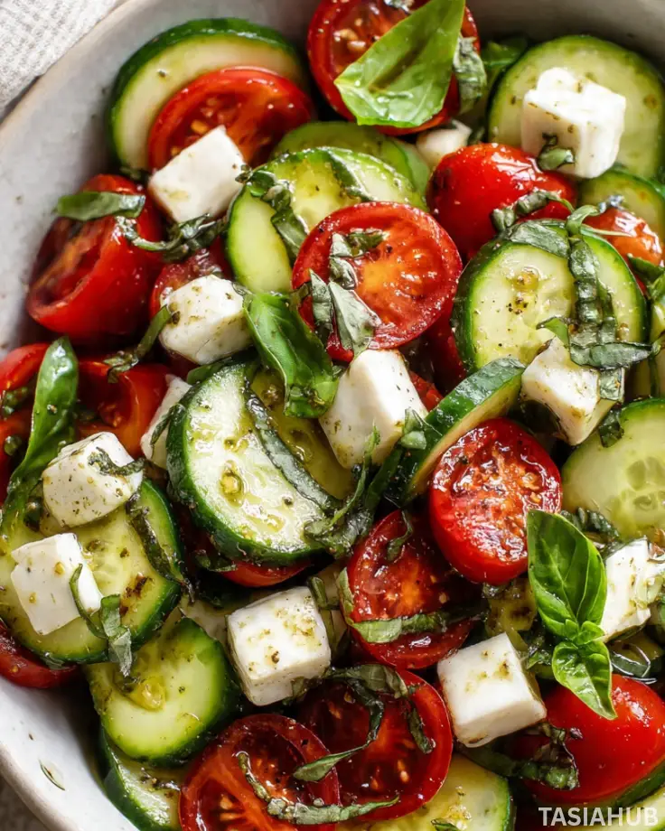 Cucumber tomato mozzarella salad