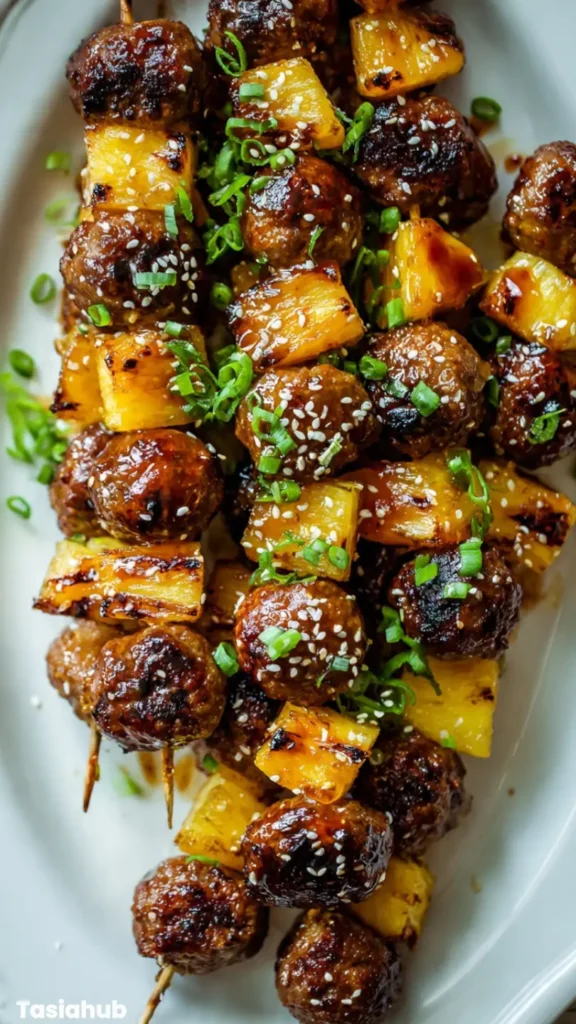 Grilled Pineapple Teriyaki Chicken Meatballs