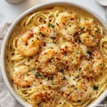 Shrimp scampi pasta bake