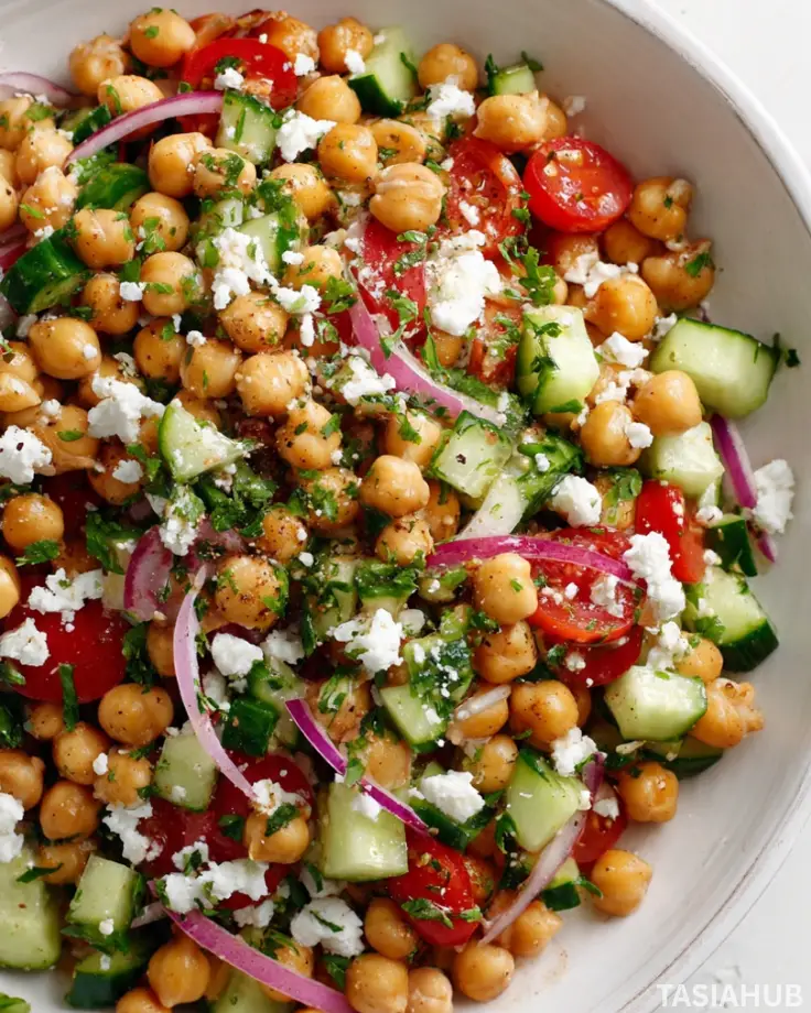 Tomato Cucumber Chickpea Salad