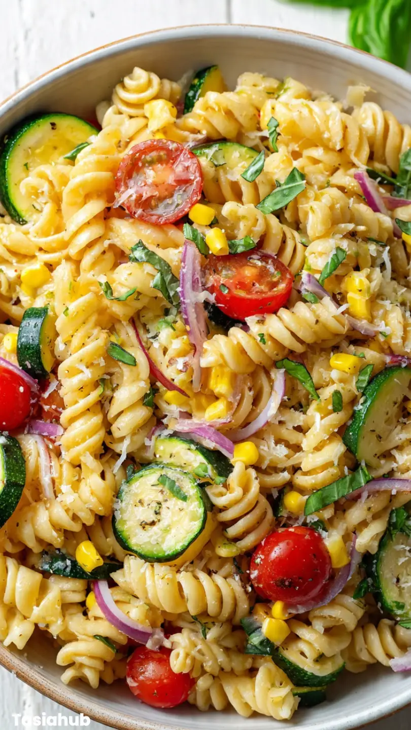 Tomato Zucchini Corn Pasta Salad