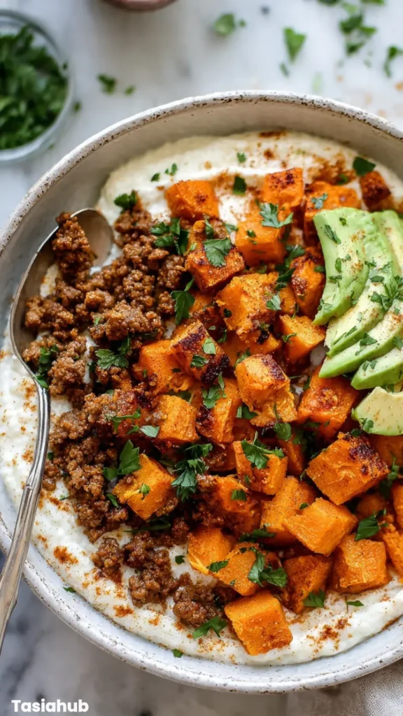 Sweet Potato Cottage Cheese Bowl recipe