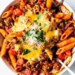 Baked Penne With Ground Beef bowl