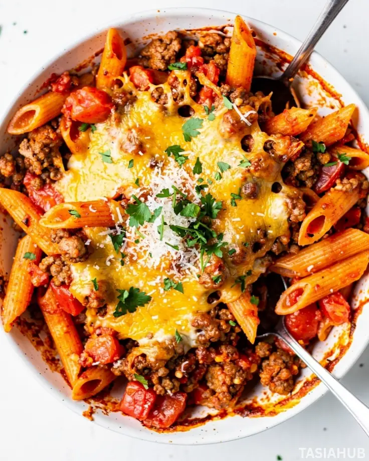 Baked Penne with Ground Beef