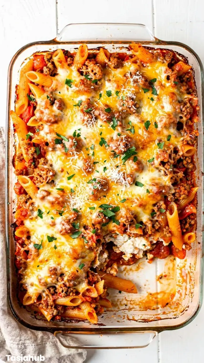 Baked Penne With Ground Beef