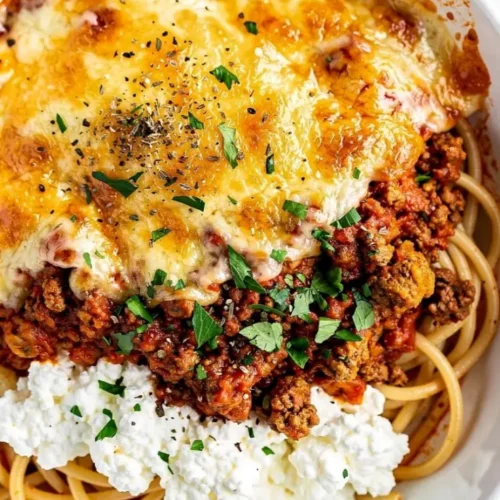 Baked Spaghetti With Cottage Cheese dish
