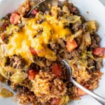 Cabbage Rice Ground Beef Casserole dish