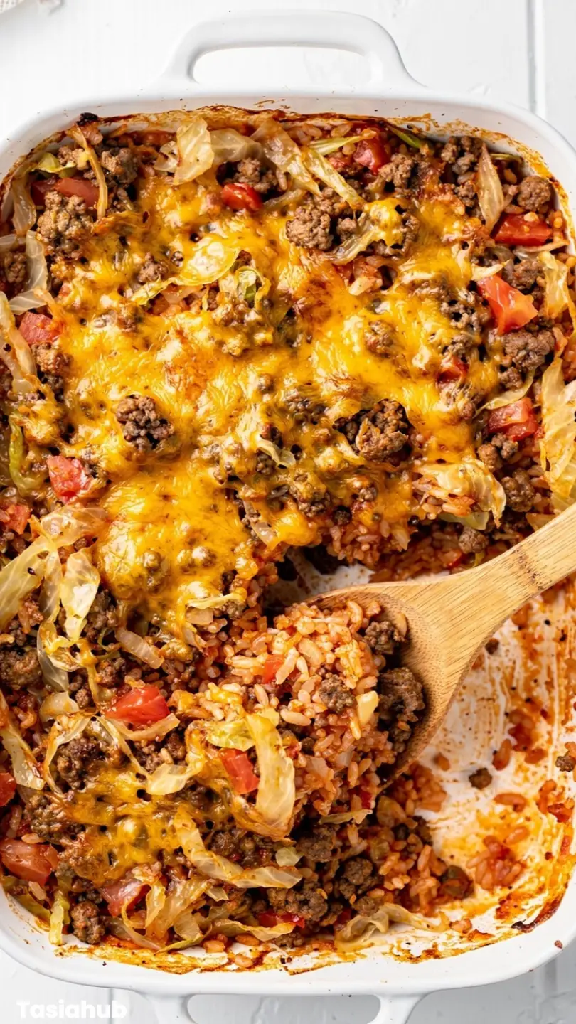 Cabbage Rice Ground Beef Casserole