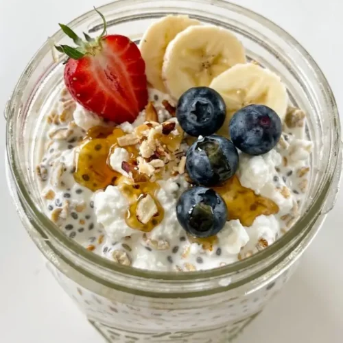 Cottage Cheese Overnight Oats jar