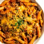 Creamy Rotel Pasta With Ground Beef bowl