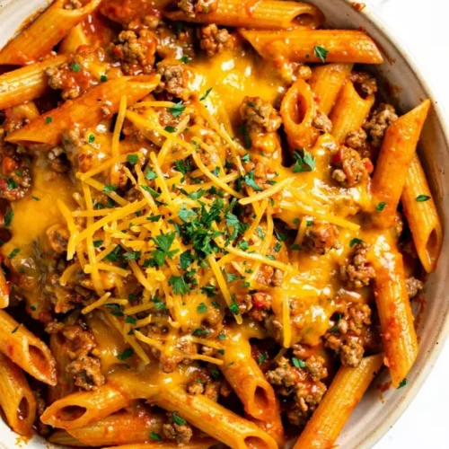 Creamy Rotel Pasta With Ground Beef bowl