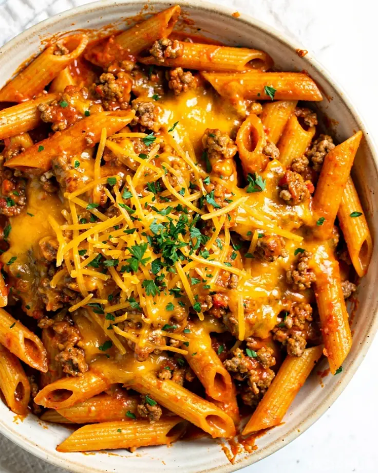Creamy Rotel Pasta with Ground Beef