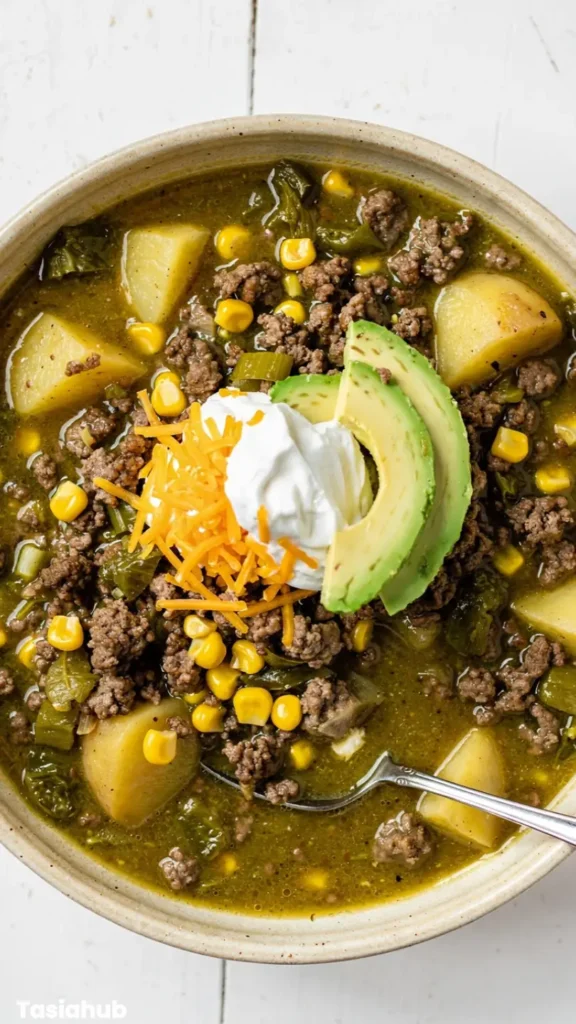 Green Chili Stew With Ground Beef