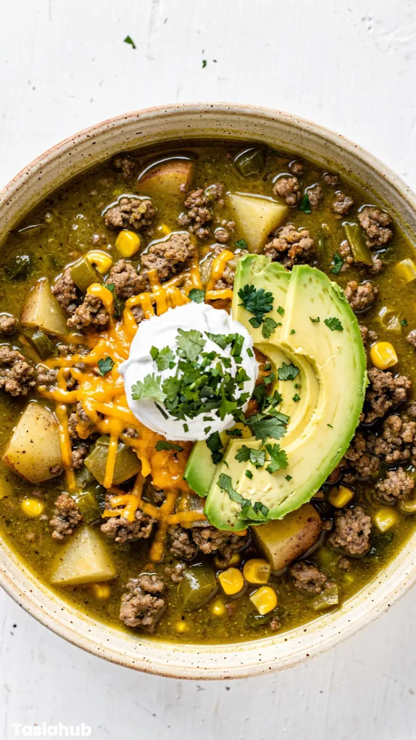 Green Chili Stew With Ground Beef recipe