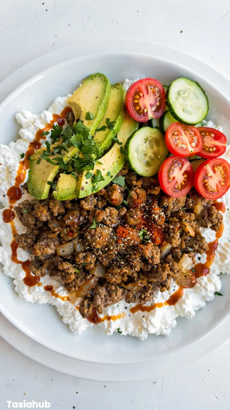 Ground Beef Cottage Cheese Bowl