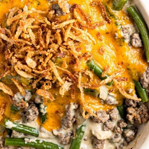 Ground Beef Green Bean Casserole dish